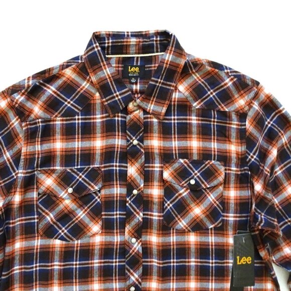 Lee Flannel Shirt Men's Size XL Snap Close Plaid - Picture 2 of 5